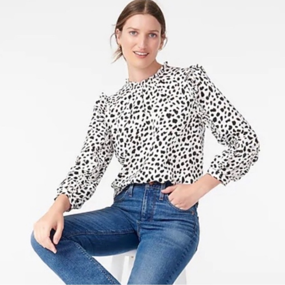 Women's Black and White Printed Top